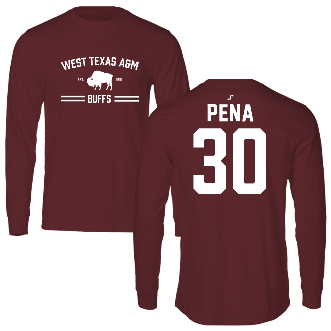 West Texas A&M University Baseball Maroon General Long Sleeve - #30 Emmanuel Pena