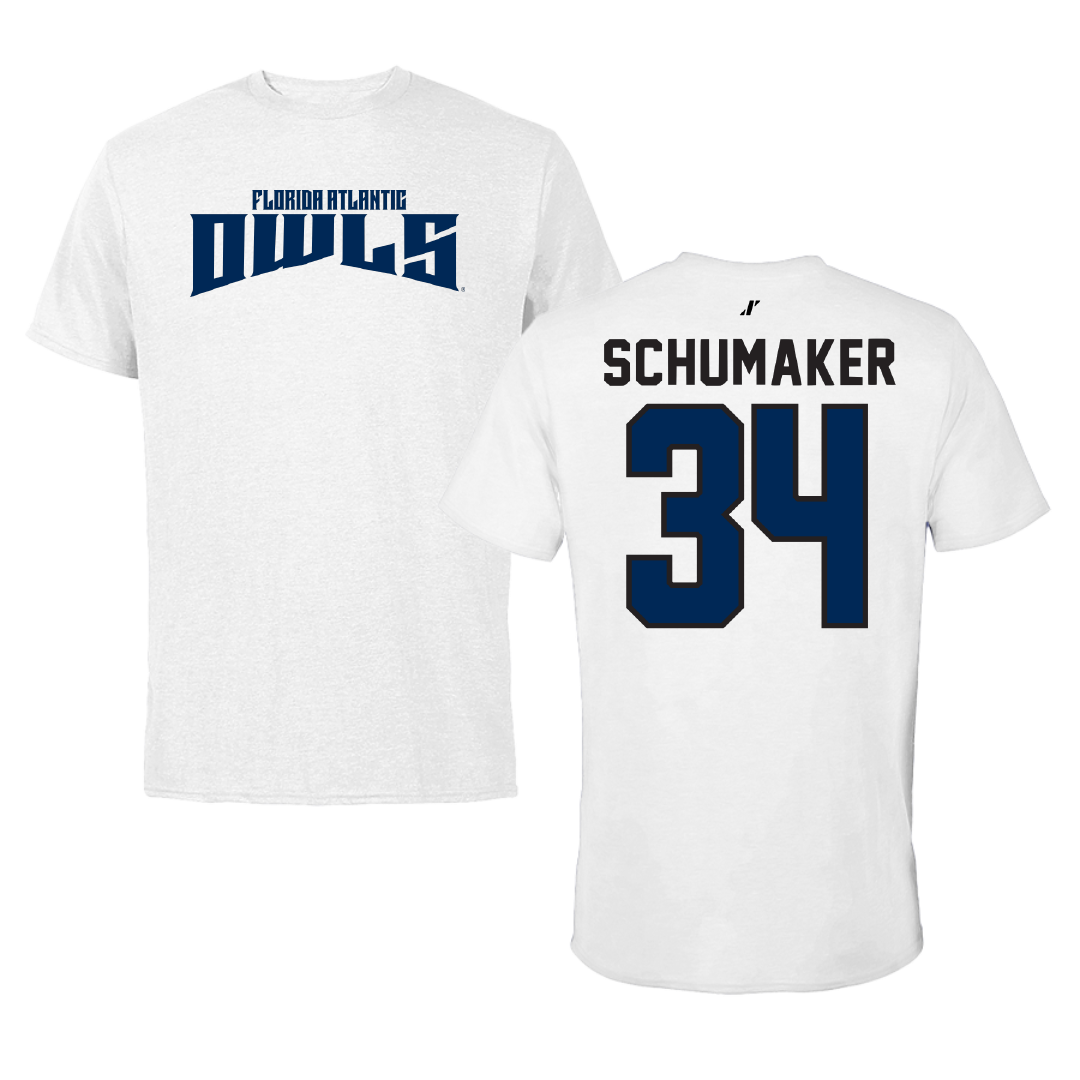 Florida Atlantic University Soccer White Classic Tee - #34 Ethan Schumaker
