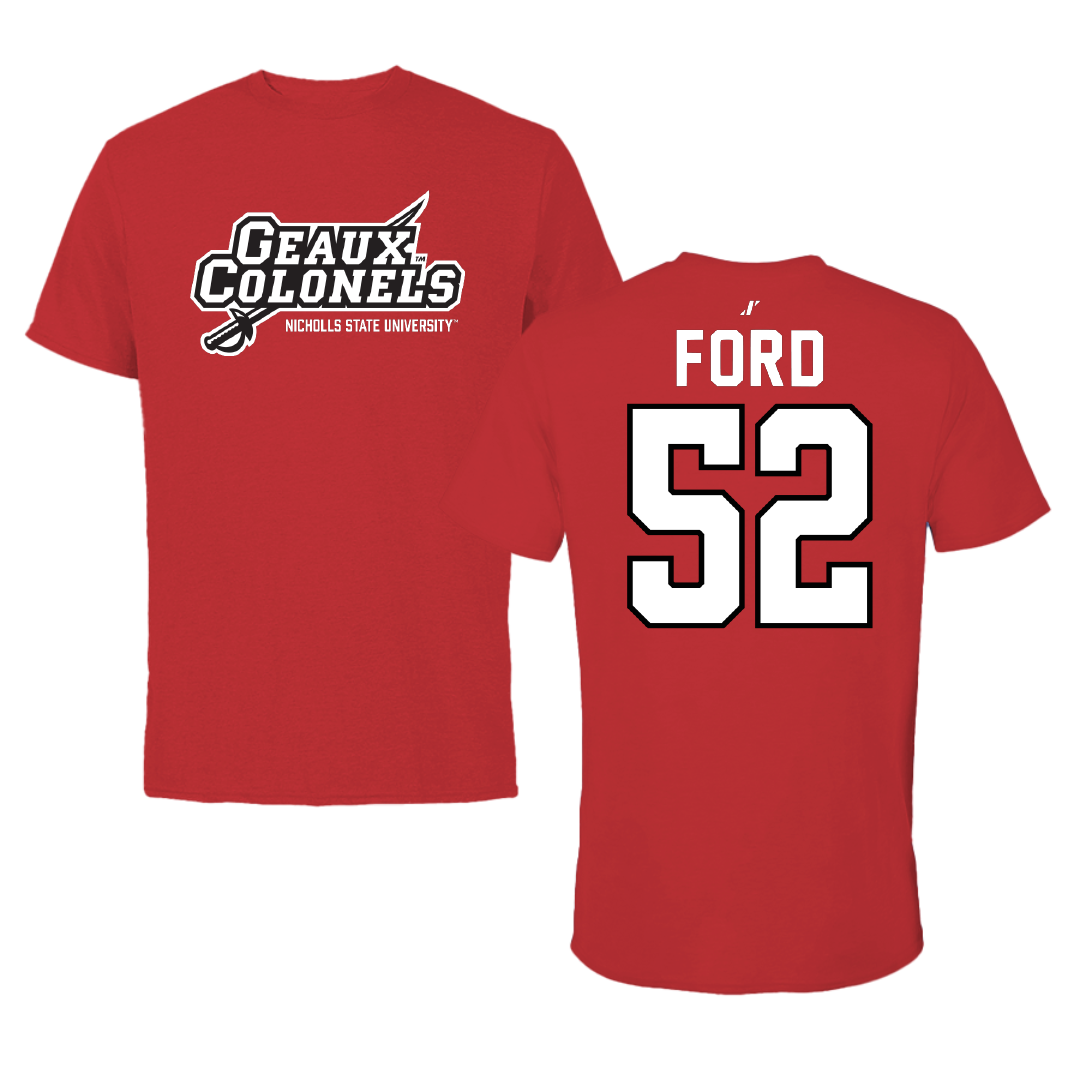 Nicholls State University Baseball Red General Tee - #52 Wyatt Ford