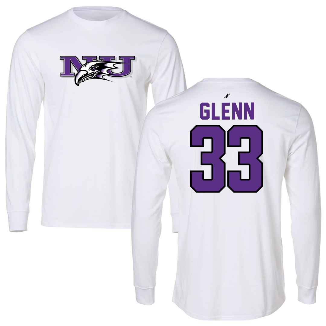 Niagara University Baseball White Performance Long Sleeve - #33 Luke Glenn