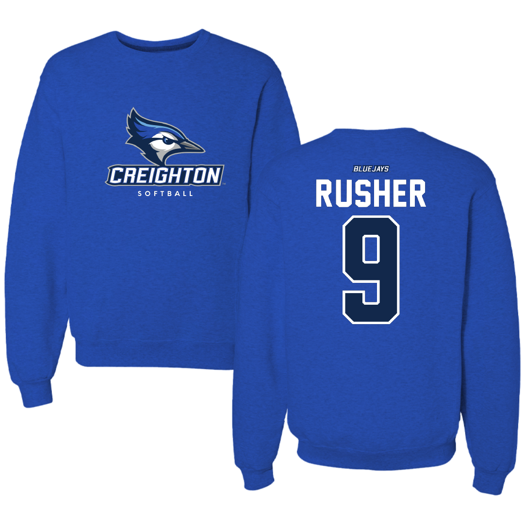 Creighton University Softball Blue Crewneck - #9 Abby Rusher