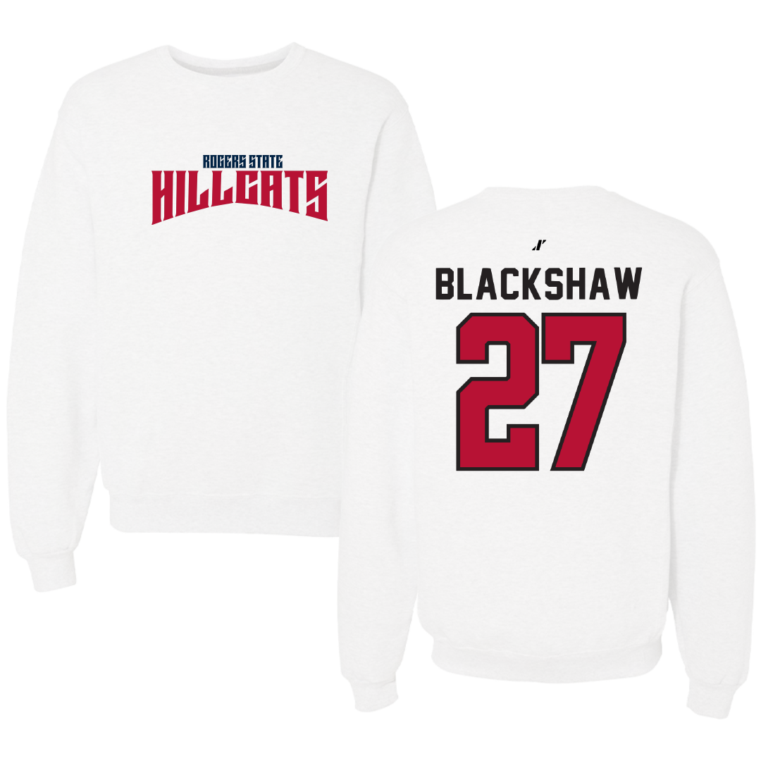 Rogers State University Baseball White Classic Crewneck - #27 Geovanni Blackshaw