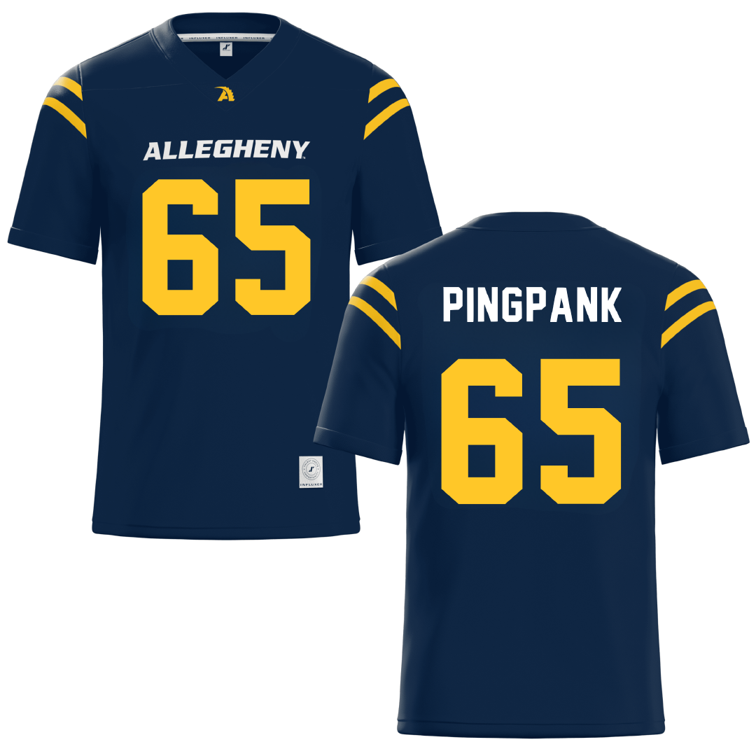 Allegheny College Navy Football Jersey - #65 Jack Pingpank