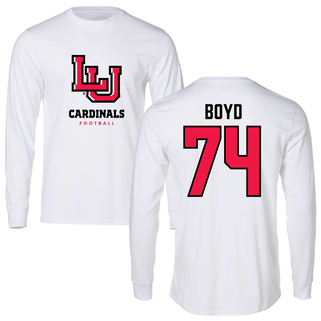 Lamar University Football White Performance Long Sleeve - #74 Knox Boyd