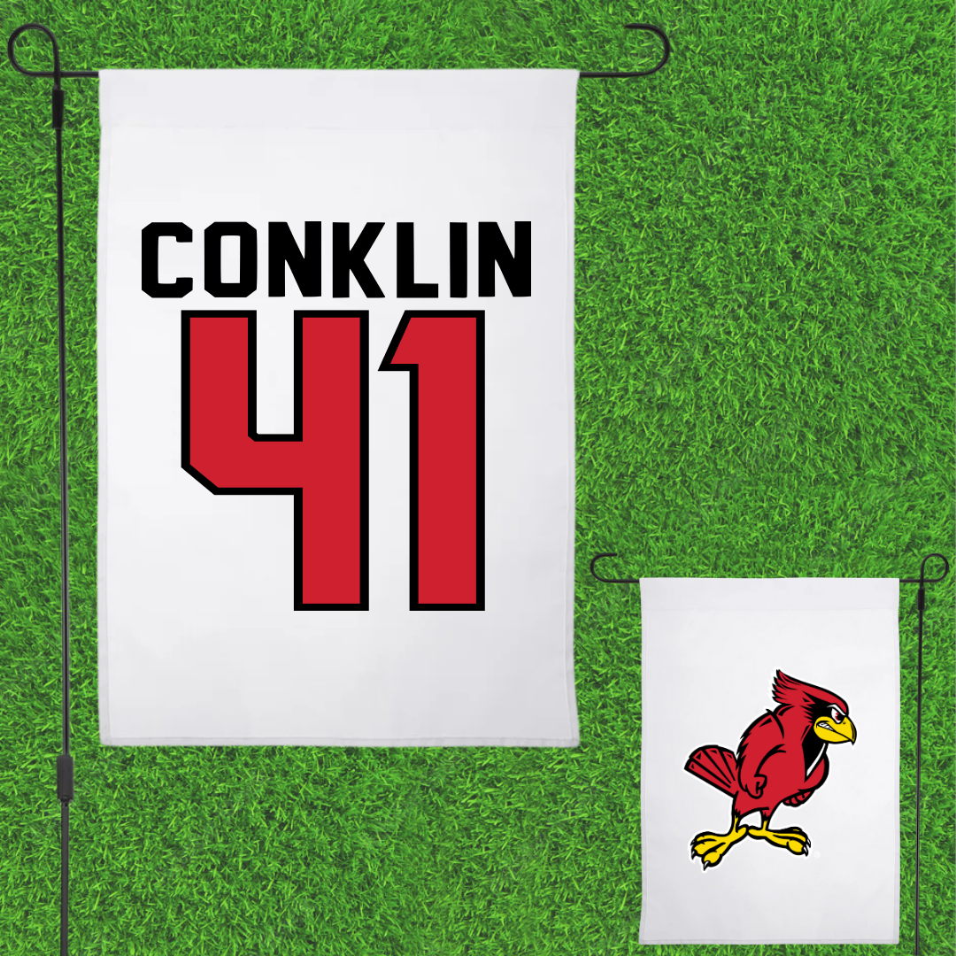 Illinois State University Baseball White Garden Flag - #41 MacCallan Conklin