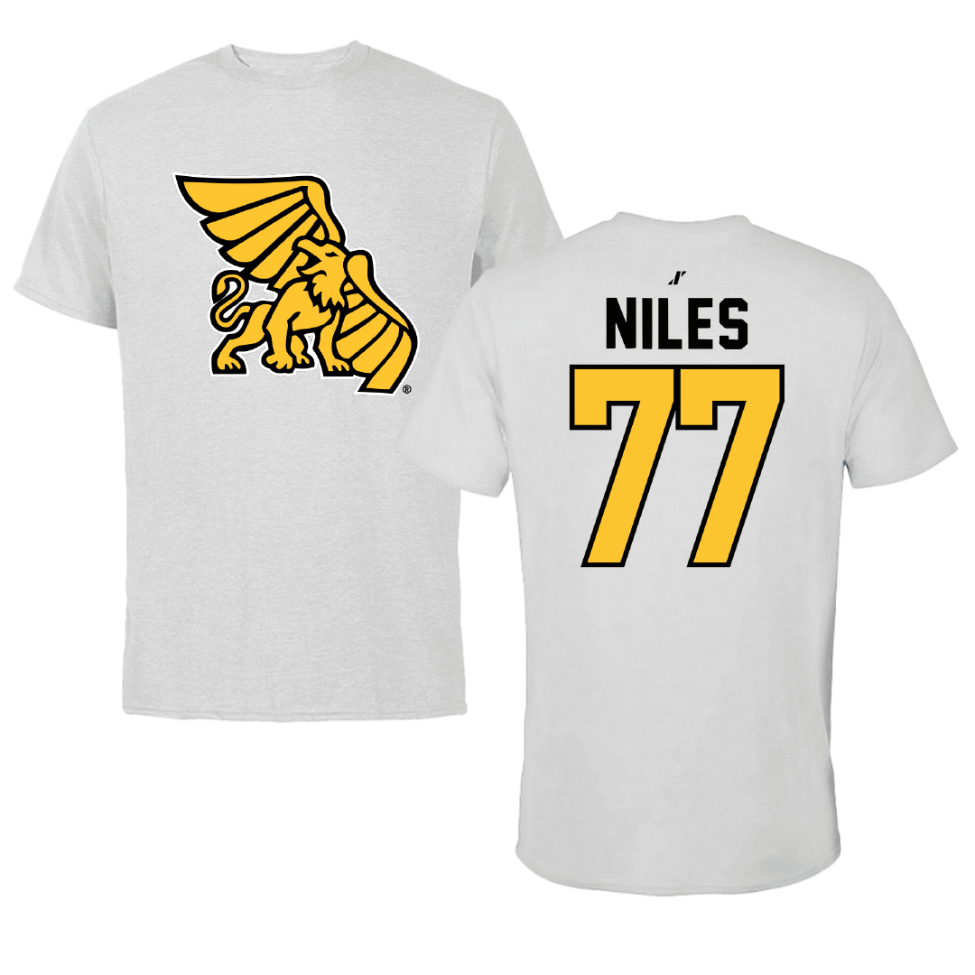 Missouri Western State University Football Light Gray Performance Tee - #77 Dylan Niles