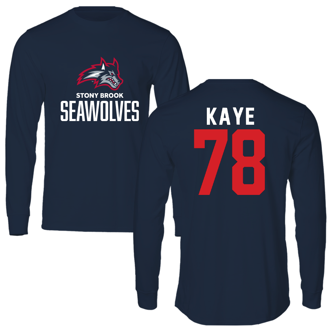 Stony Brook University Football Navy Long Sleeve - #78 Justin Kaye