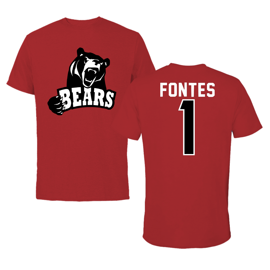 Lenoir-Rhyne University Soccer Canvas Red Tee - #1 Tomas Fontes
