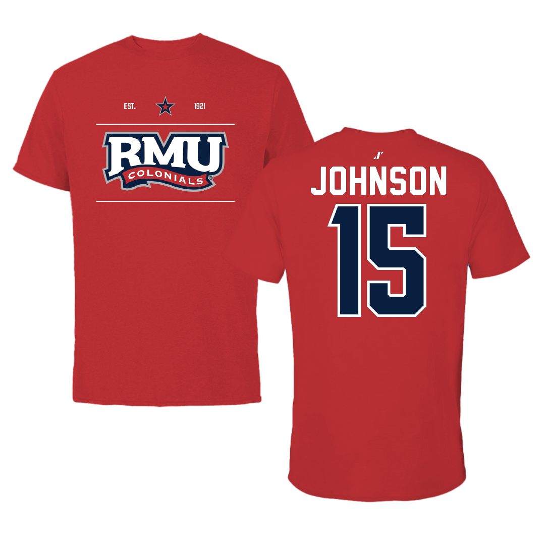 Robert Morris University Basketball Red General Performance Tee - #15 Natalie Johnson