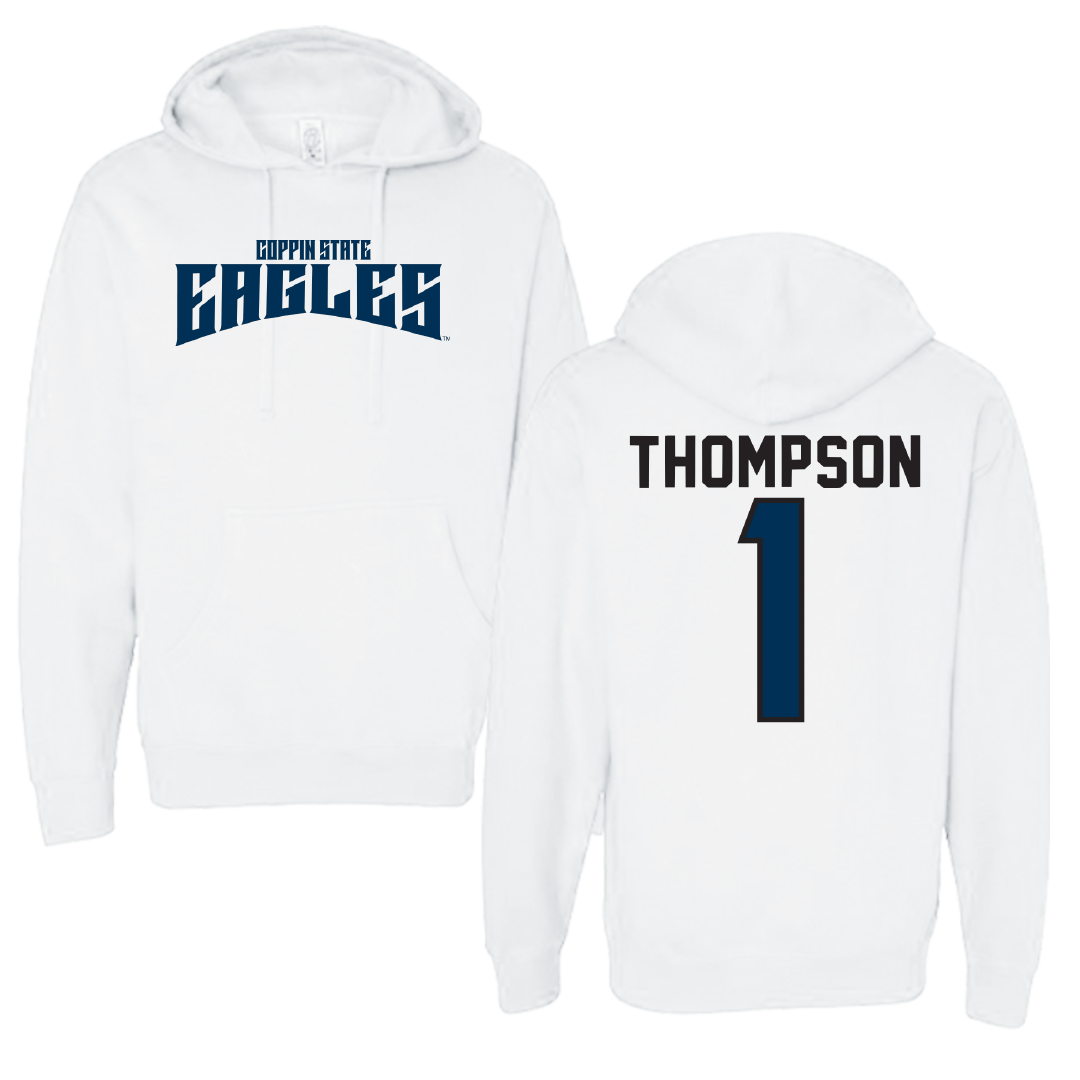 Coppin State University Baseball White Classic Hoodie - #1 Bryce Thompson