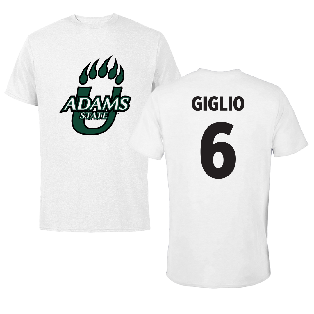 Adams State University Baseball White Performance Tee - #6 Paul Giglio