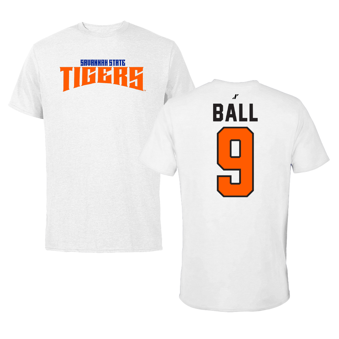 Savannah State University Softball White Classic Performance Tee - #9 Carissa Ball