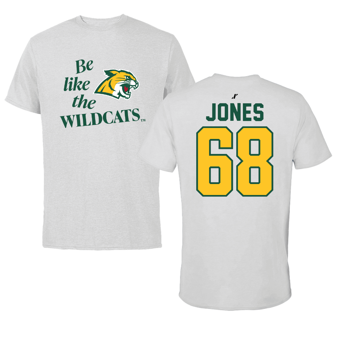 Northern Michigan University Football Light Gray Be Like Us Performance Tee - #68 Tommy Jones
