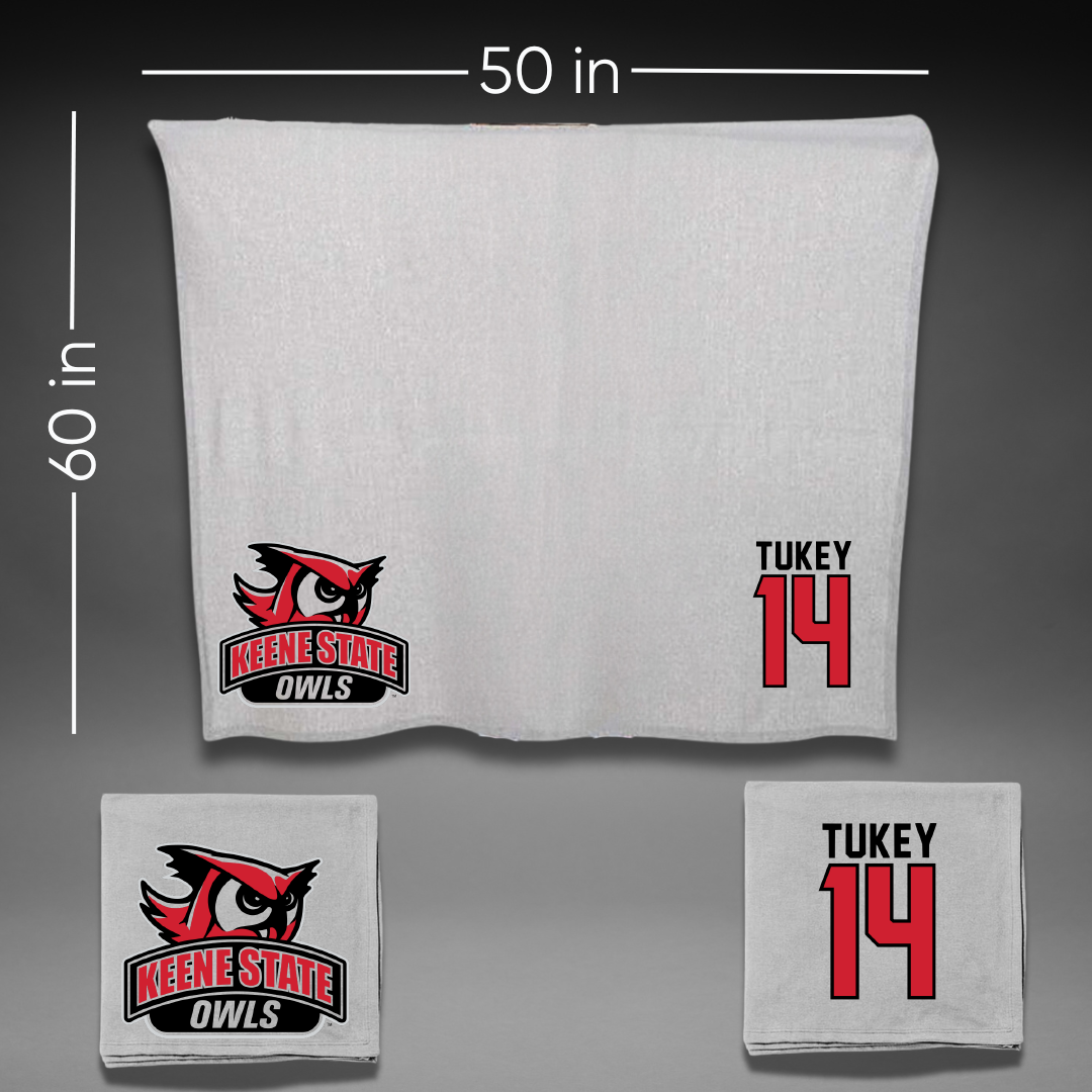 Keene State College Lacrosse Gray Owls Blanket - #14 Ben Tukey