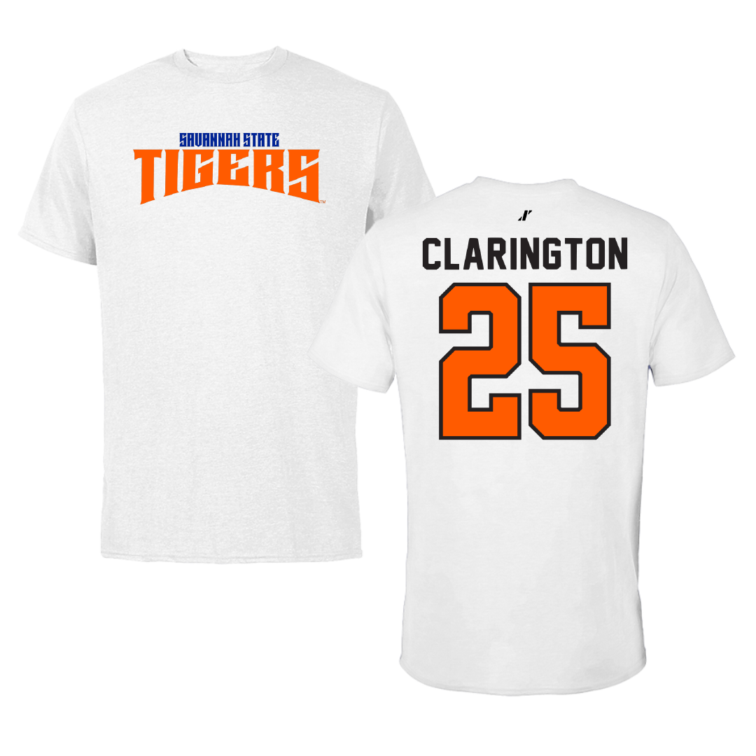 Savannah State University Baseball White Classic Tee - #25 Kijani Clarington
