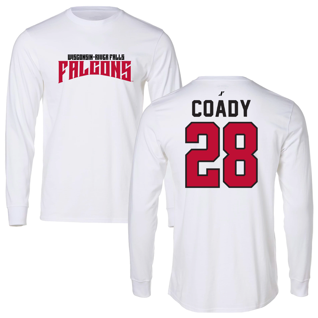 University of Wisconsin-River Falls Ice Hockey White Classic Long Sleeve - #28 Gibb Coady