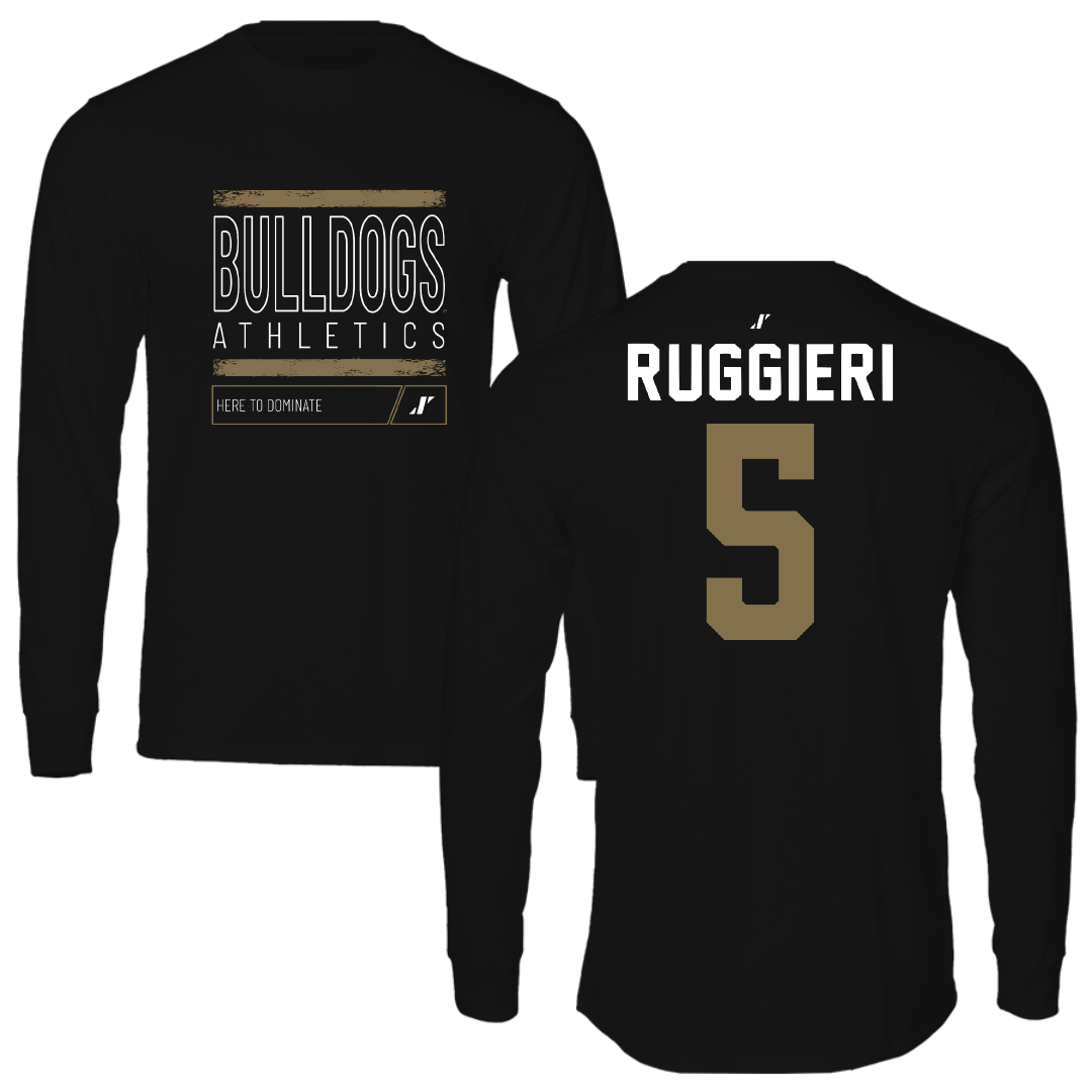 Bryant University Football Black Dominate Performance Long Sleeve - #5 Landon Ruggieri