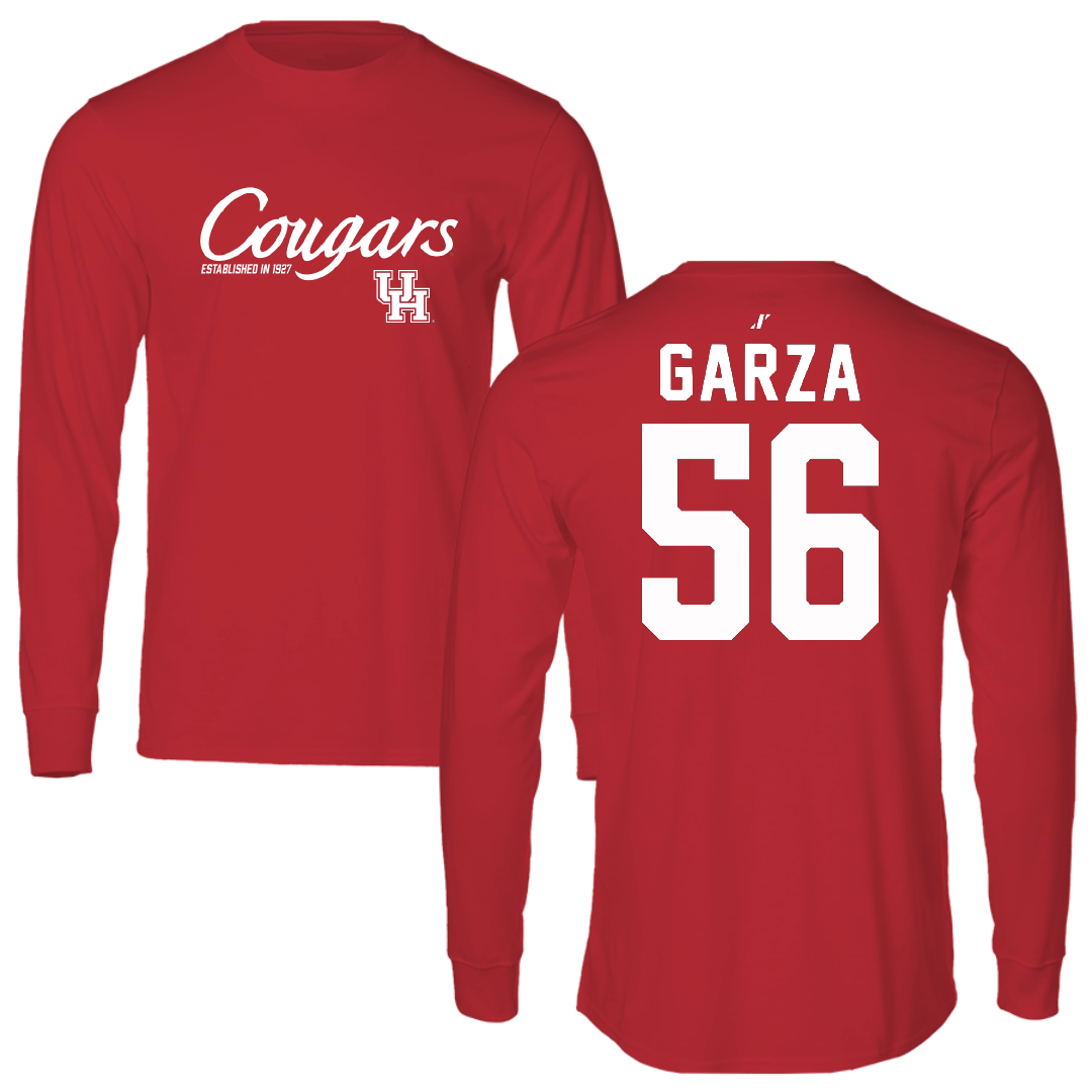 University of Houston Football Red General Performance Long Sleeve - #56 Jacob Garza