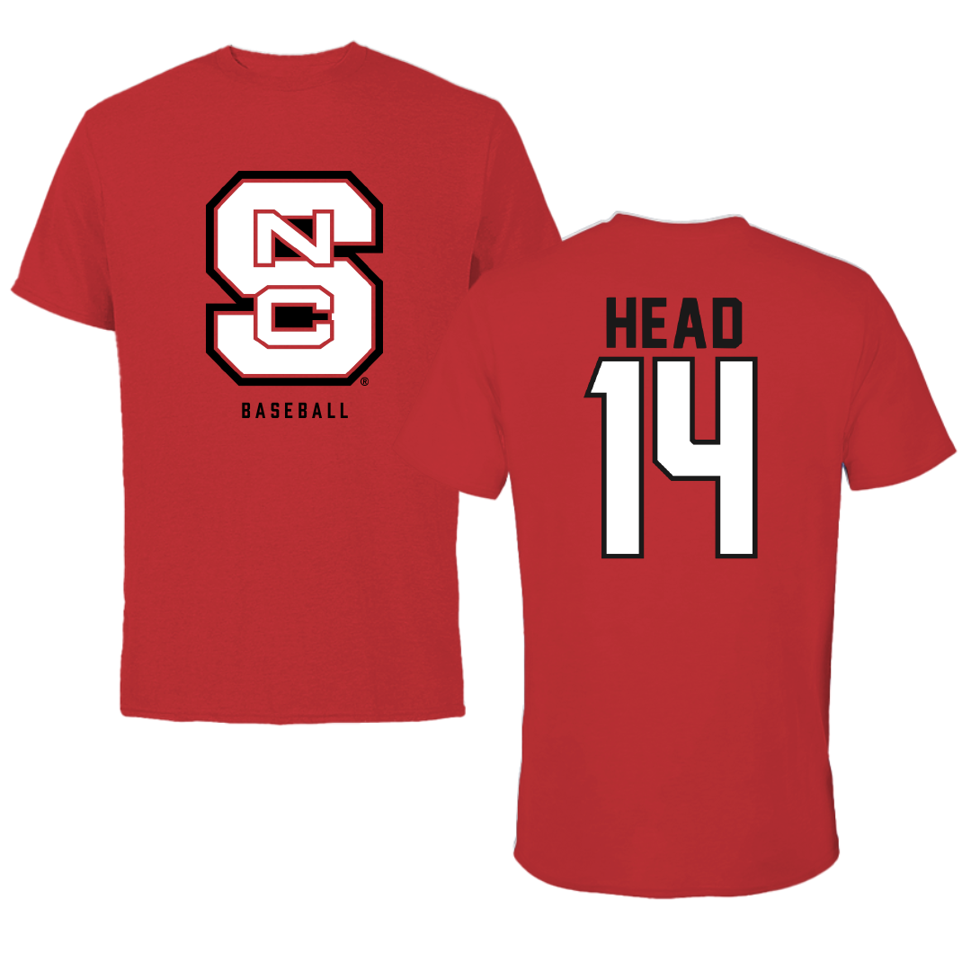 North Carolina State University Baseball Red Performance Tee - #14 Ty Head