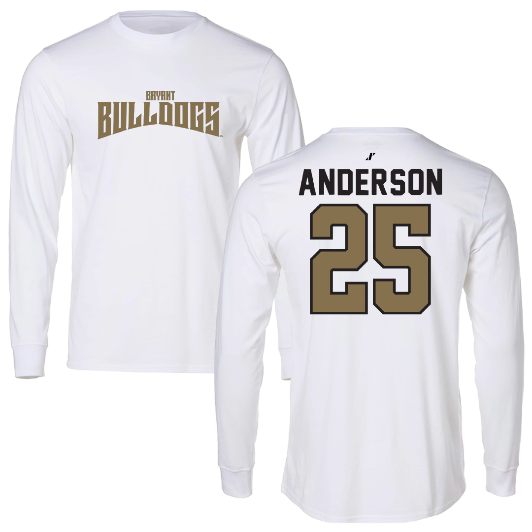 Bryant University Football White Classic Performance Long Sleeve - #25 Devon Anderson