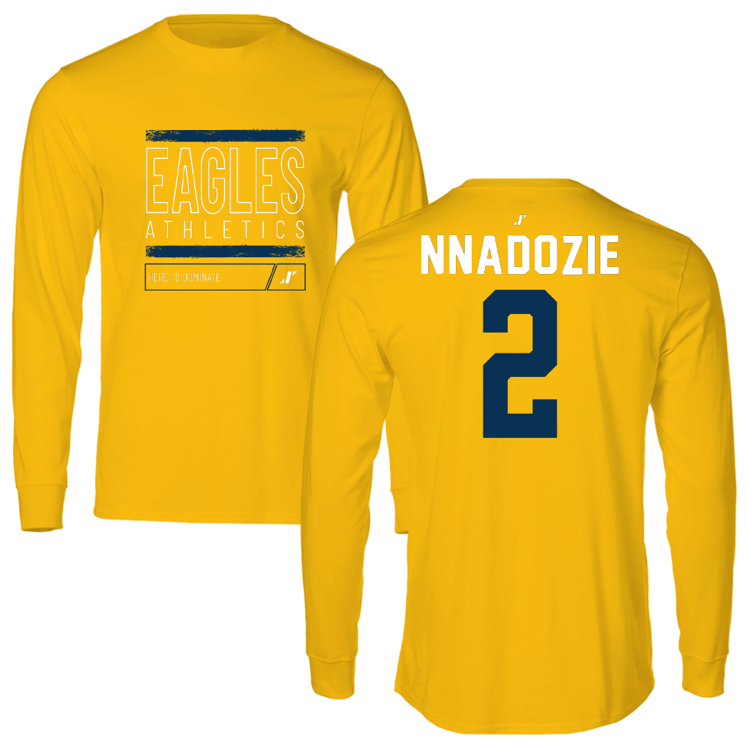 Coppin State University Basketball Gold Dominate Performance Long Sleeve - #2 Toby Nnadozie