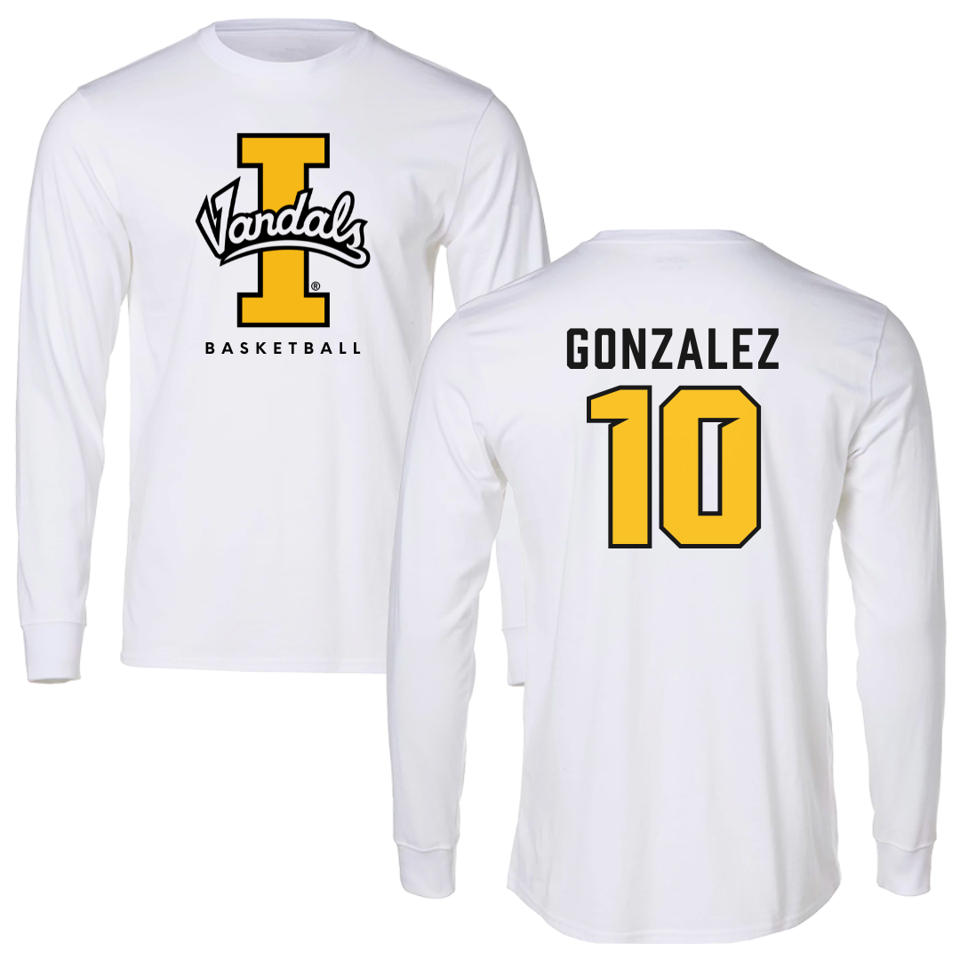 University of Idaho Basketball White Vandals Performance Long Sleeve - #10 Kristian Gonzalez