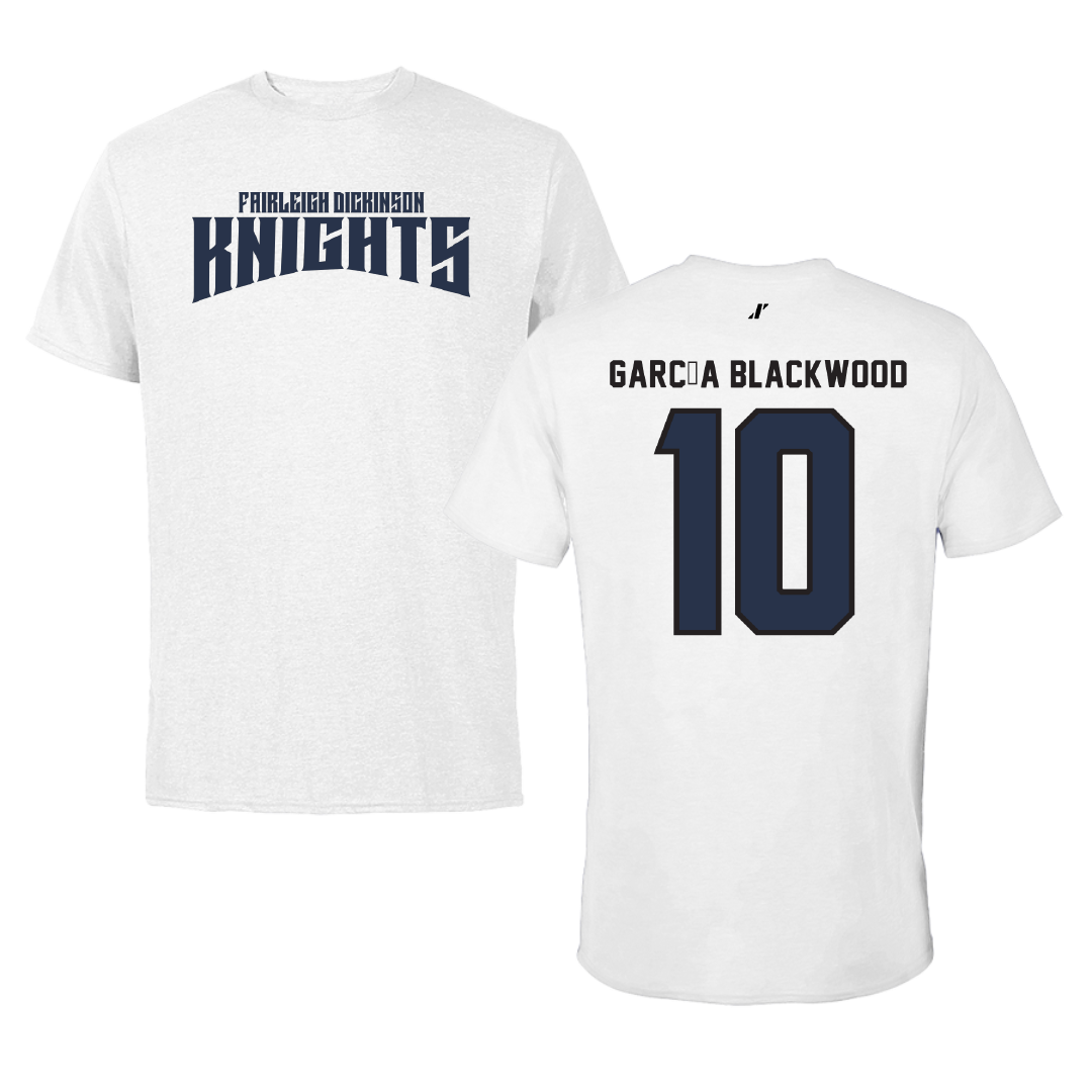 Fairleigh Dickinson University-Metropolitan Campus Basketball White Classic Tee - #10 Dominique García Blackwood