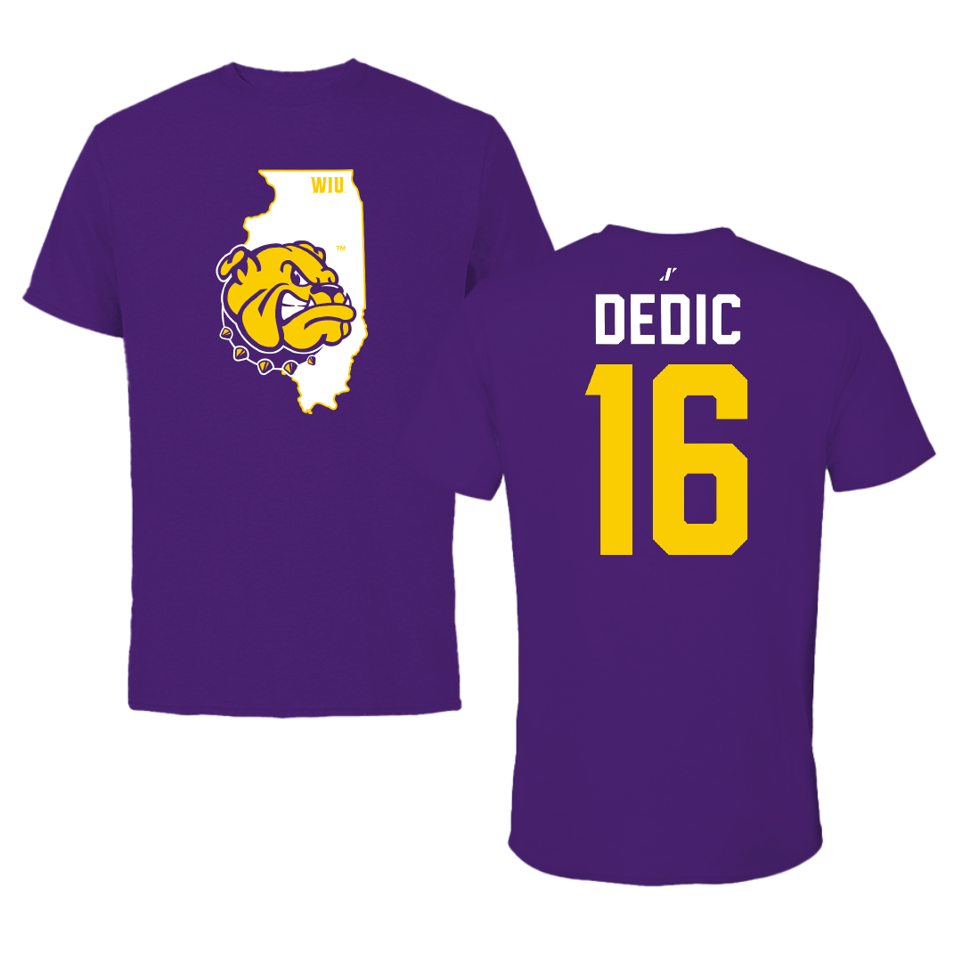 Western Illinois University Soccer Purple State Tee - #16 Armin Dedic