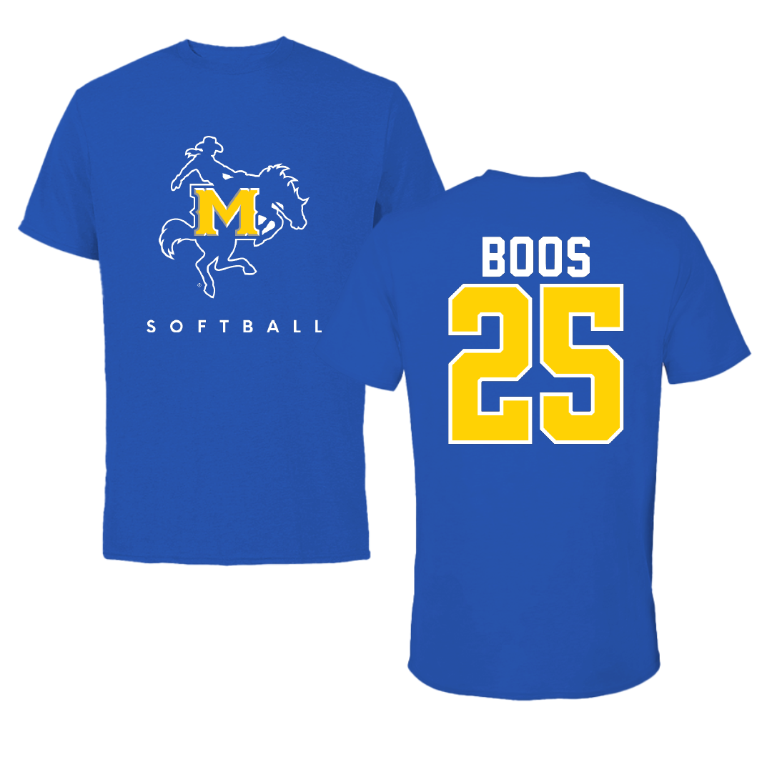 McNeese State University Softball Blue Performance Tee - #25 Mya Boos