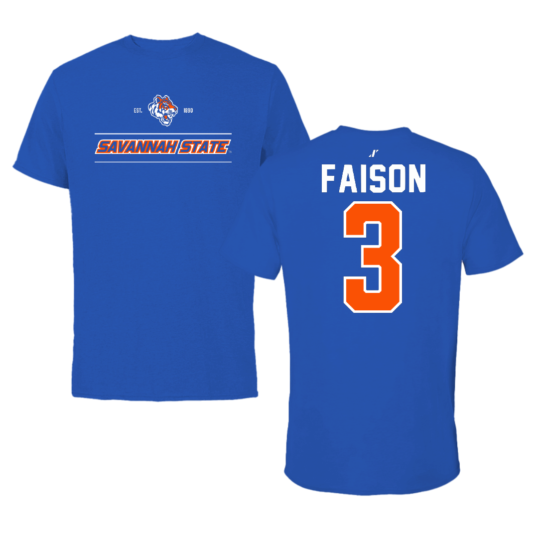 Savannah State University Football Blue General Tee - #3 Ronnie Faison