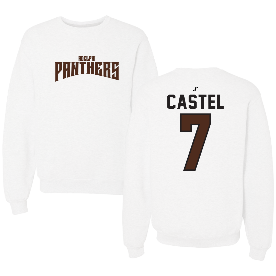 Adelphi University Soccer White Classic Crewneck - #7 Victor Castel