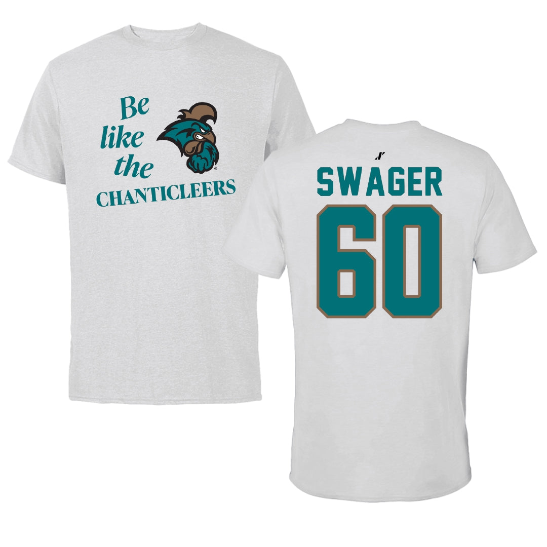 Coastal Carolina University Football Light Gray Be Like Us Performance Tee - #60 Mike Swager