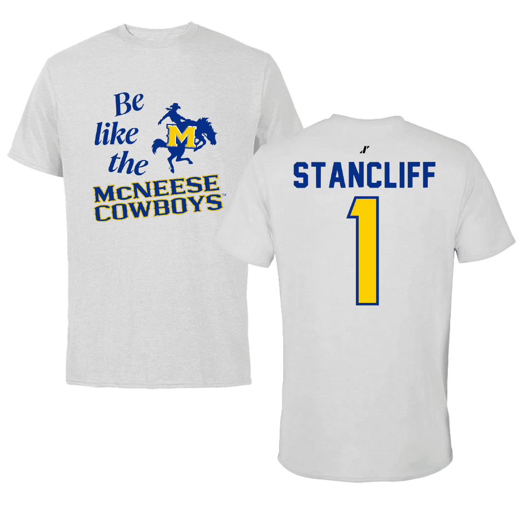 McNeese State University Baseball Light Gray Be Like Us Tee - #1 Matthew Stancliff