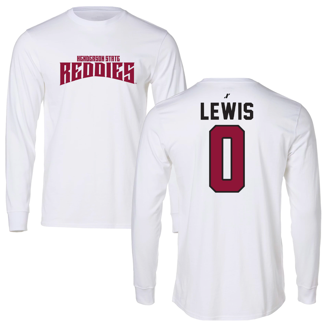 Henderson State University Football White Classic Performance Long Sleeve - #0 Gary Lewis