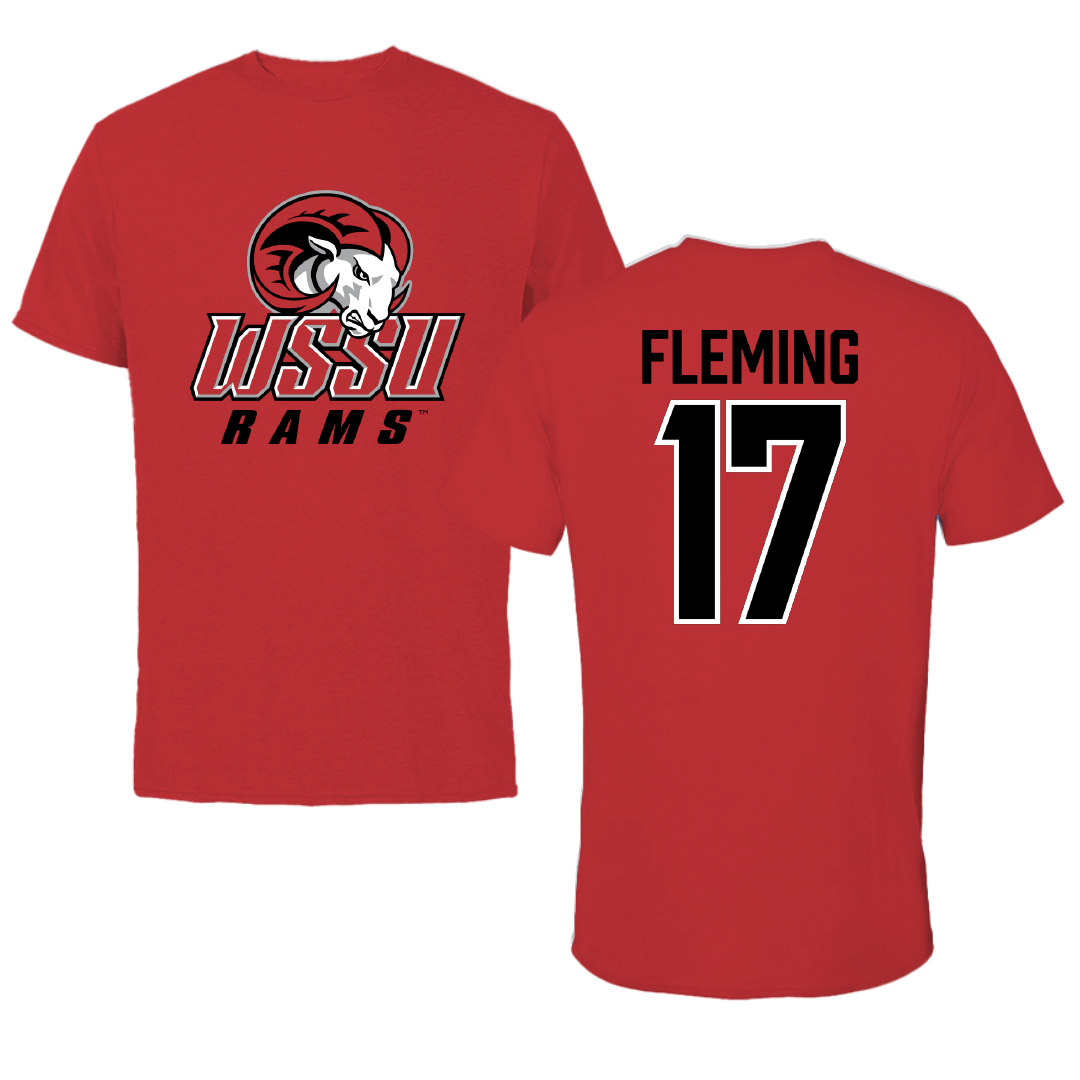 Winston-Salem State University Football Red Performance Tee - #17 Justin Fleming