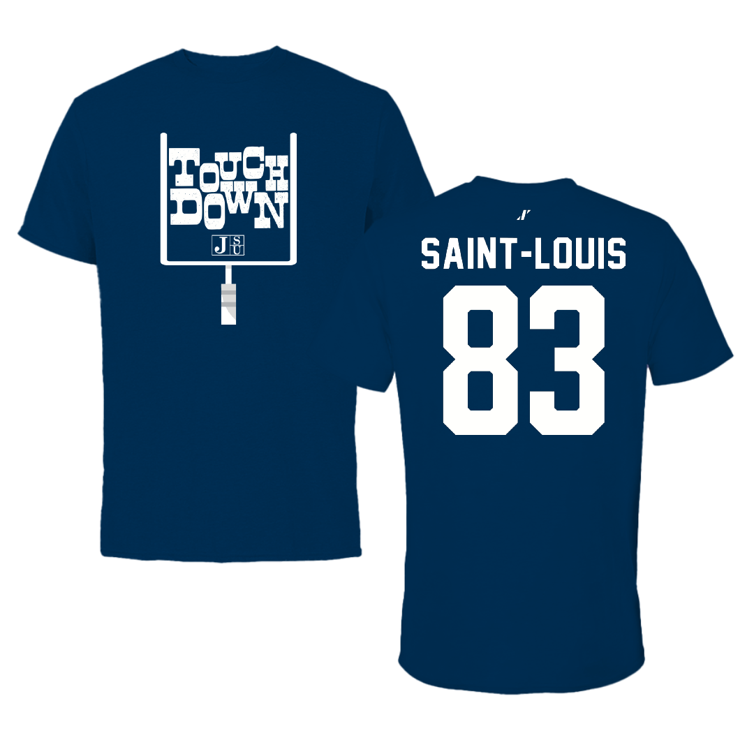 Jackson State University Football Navy Touchdown Tee - #83 Sebastien Saint-Louis