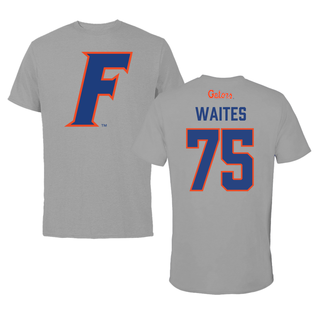 University of Florida Football Dark Gray Performance Tee - #75 Kamryn Waites