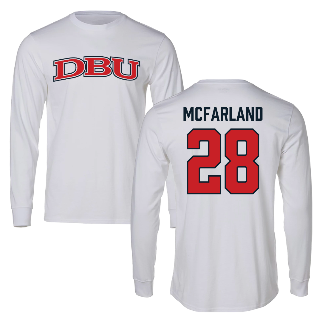 Dallas Baptist University Soccer White Long Sleeve - #28 Riley McFarland