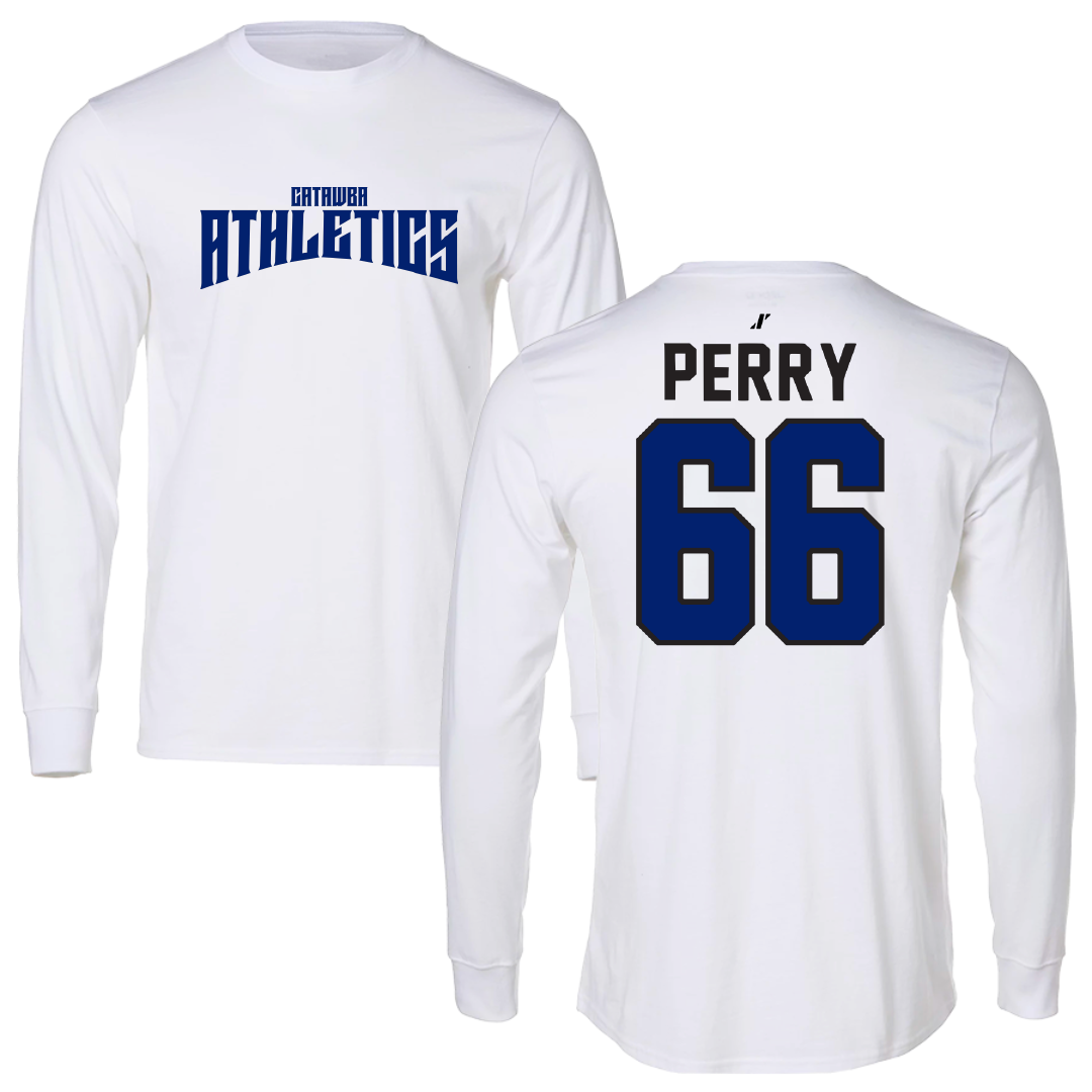 Catawba College Football White Classic Long Sleeve - #66 Fred Perry