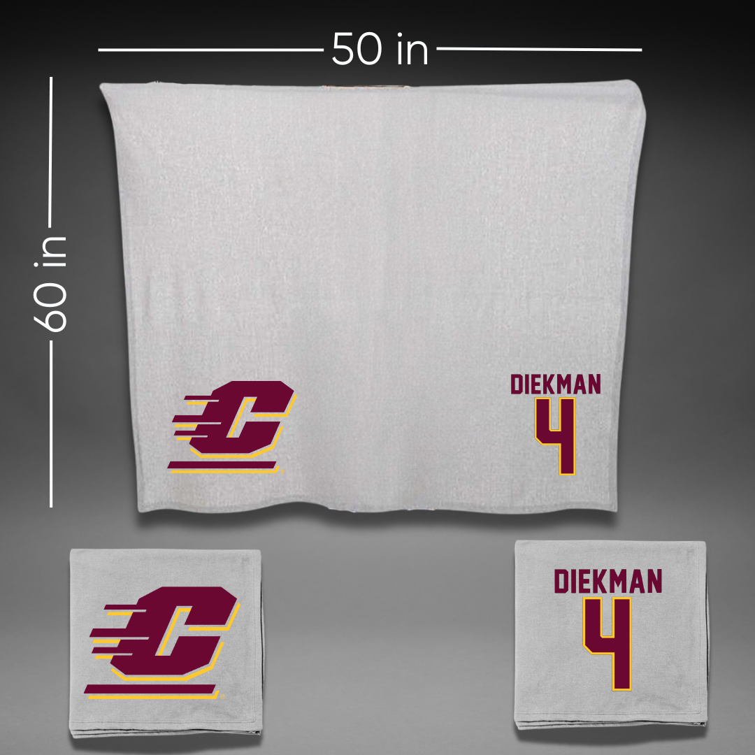 Central Michigan University Softball Gray Blanket - #4 Maddison Diekman