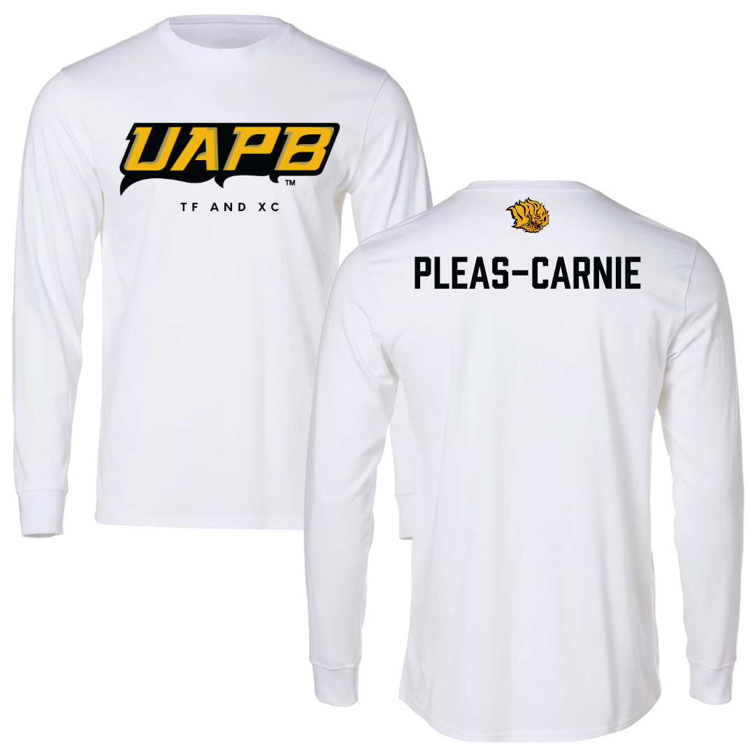 University of Arkansas-Pine Bluff TF and XC White Performance Long Sleeve - Akili Pleas-Carnie