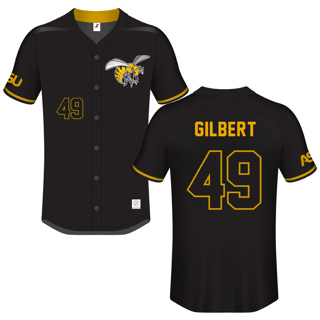 Alabama State University Black Button-Down Jersey - #49 Rocco Gilbert