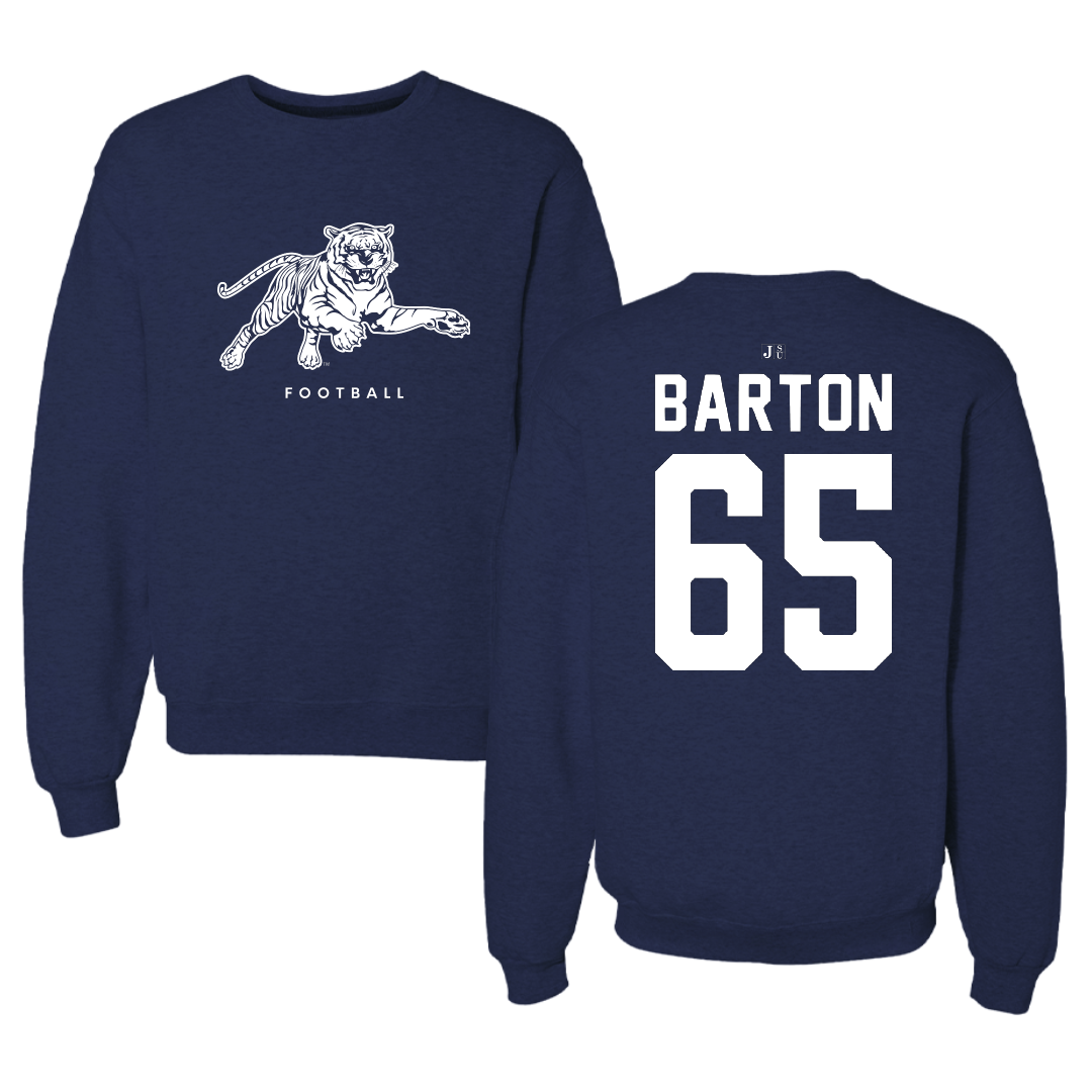 Jackson State University Football Navy Crewneck - #65 Mason Barton
