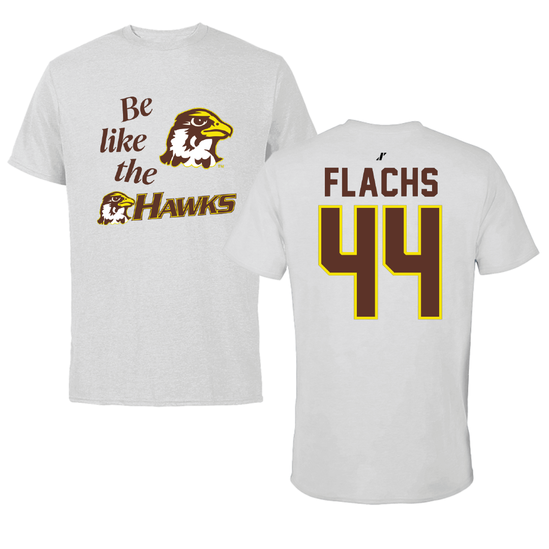 Quincy University Football Light Gray Be Like Us Tee - #44 Chris Flachs
