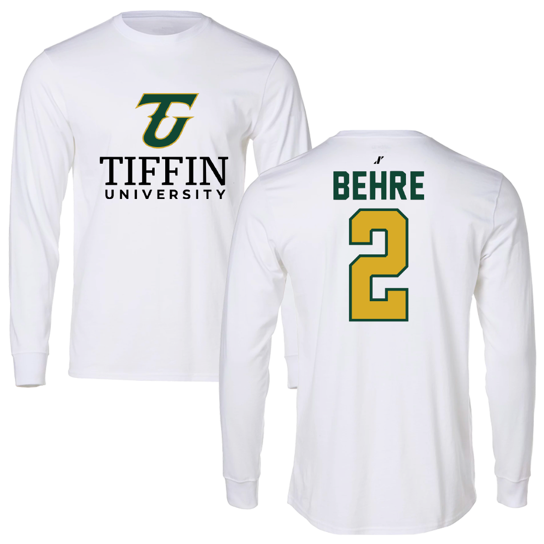 Tiffin University Lacrosse White Performance Long Sleeve - #2 Jack Behre