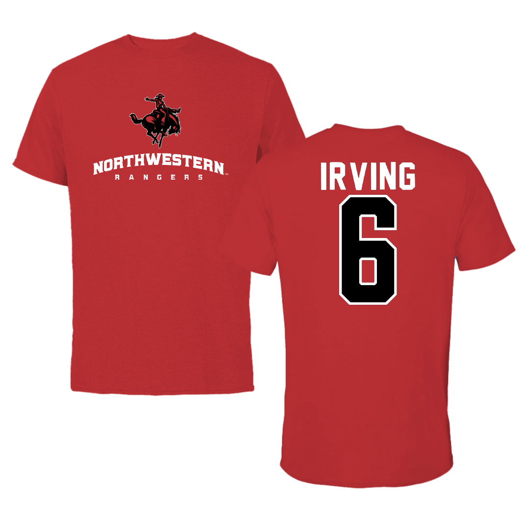 Northwestern Oklahoma State University Football Red Tee - #6 Ken Irving