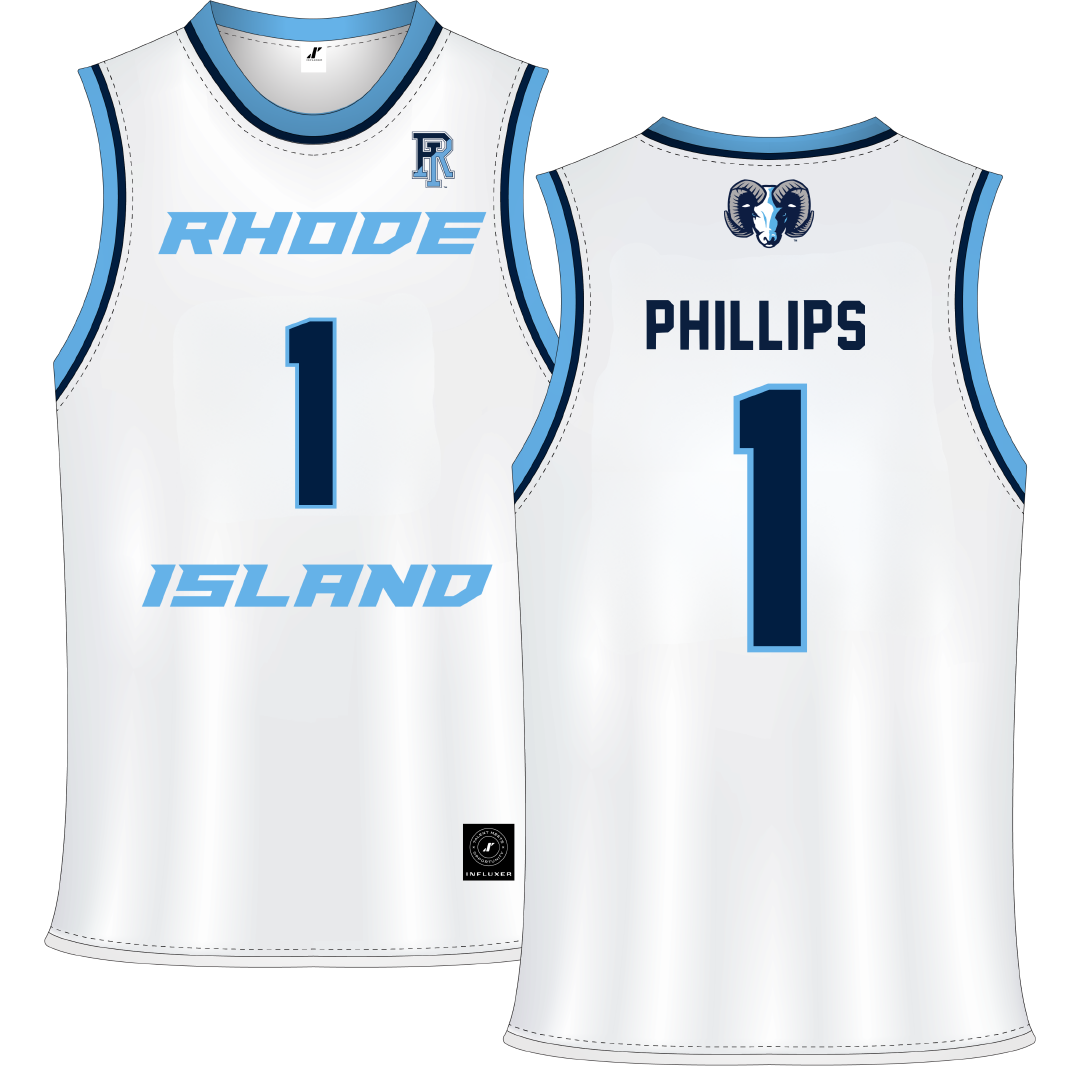 University of Rhode Island White Basketball Jersey - #1 Sophie Phillips
