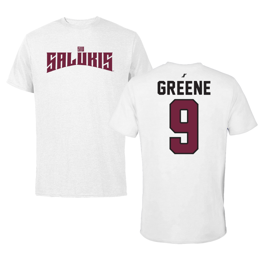 Southern Illinois University at Carbondale Football White Classic Tee - #9 Dewey Greene