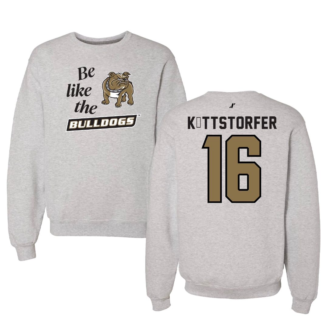 Bryant University Football Light Gray Be Like Us Crewneck - #16 Lukas Köttstorfer