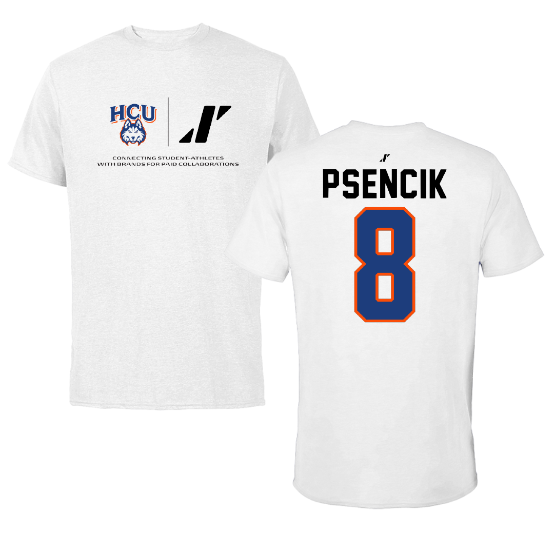 Houston Christian University Volleyball White Rally Performance Tee - #8 Avery Psencik